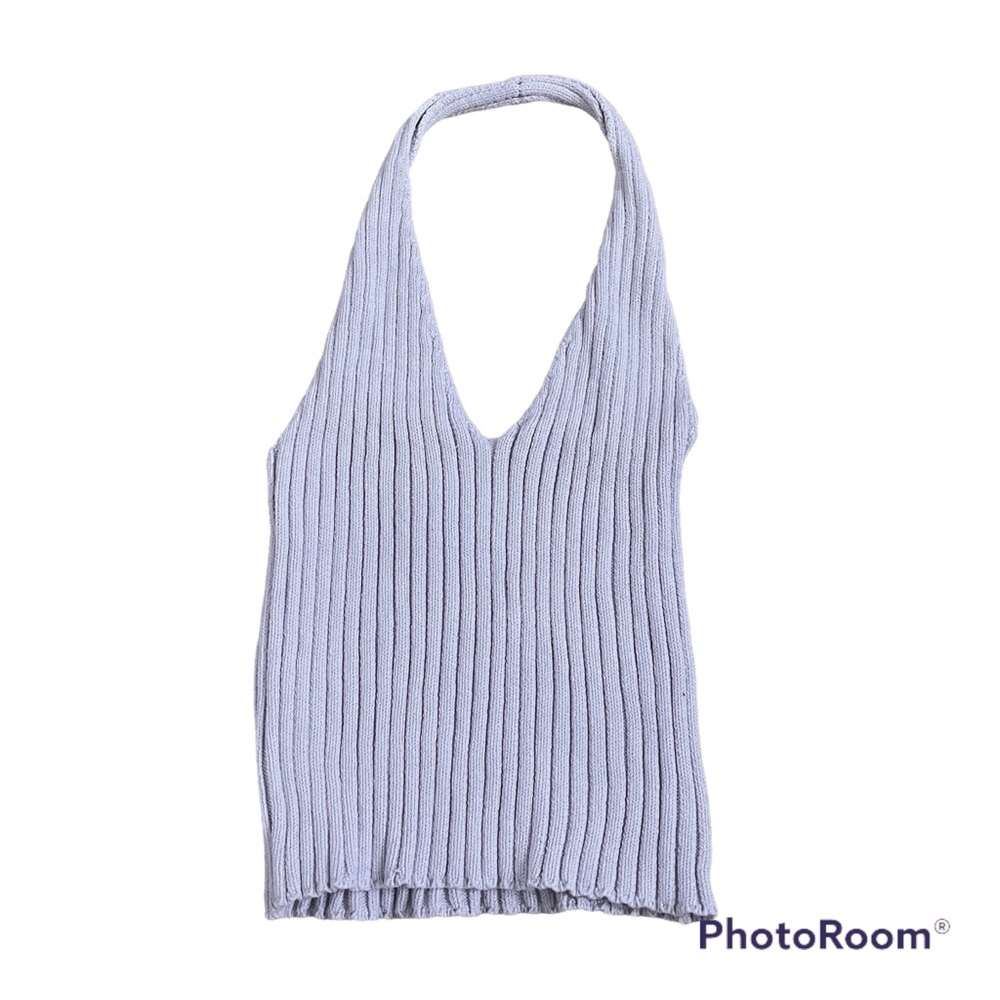 Lilac y2k ripped cropped halter tank